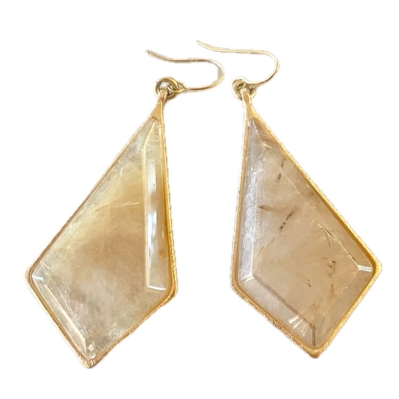 Gold Plated Designer Dandelion Wish Earrings | Crystal | Designer | Pierced - Picture 1 of 5